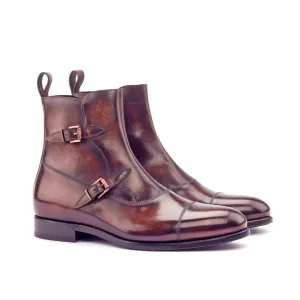 Dapperfam Shoes DapperFam Octavian in Brown Men's Hand-Painted Patina Buckle Boot