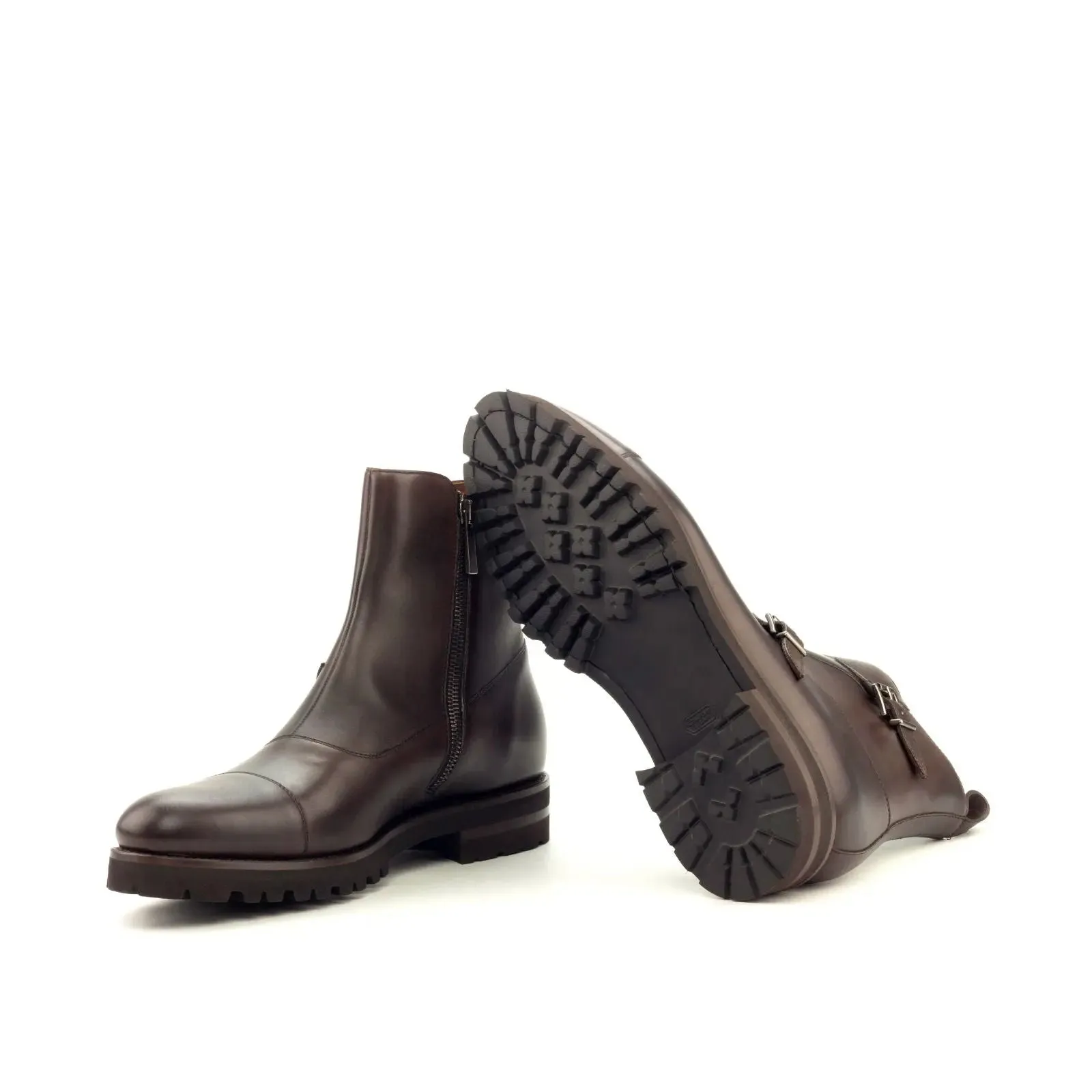 Dapperfam Shoes DapperFam Octavian in Dark Brown Men's Italian Leather Buckle Boot