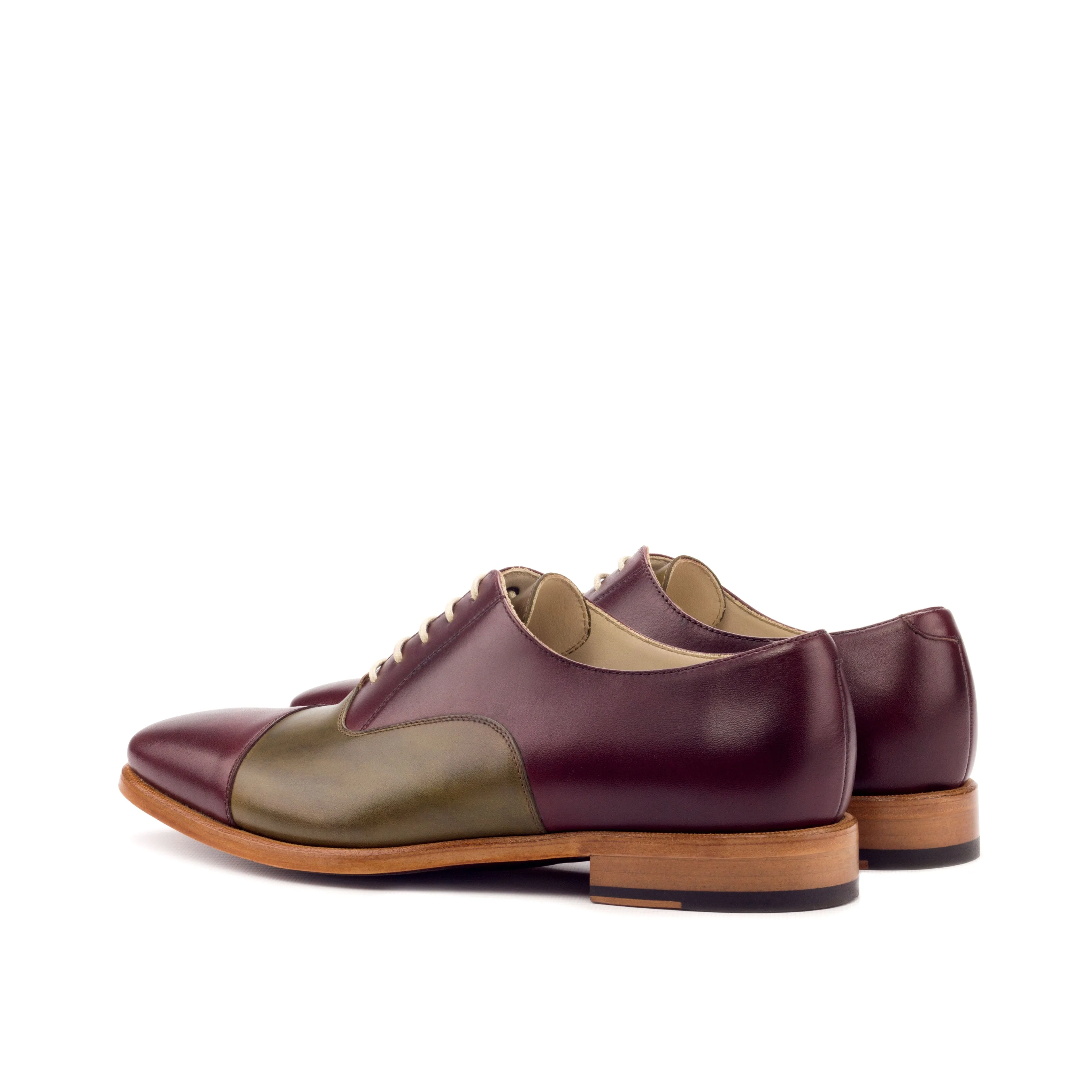 Dapperfam Shoes DapperFam Rafael in Burgundy / Olive Men's Italian Leather Oxford
