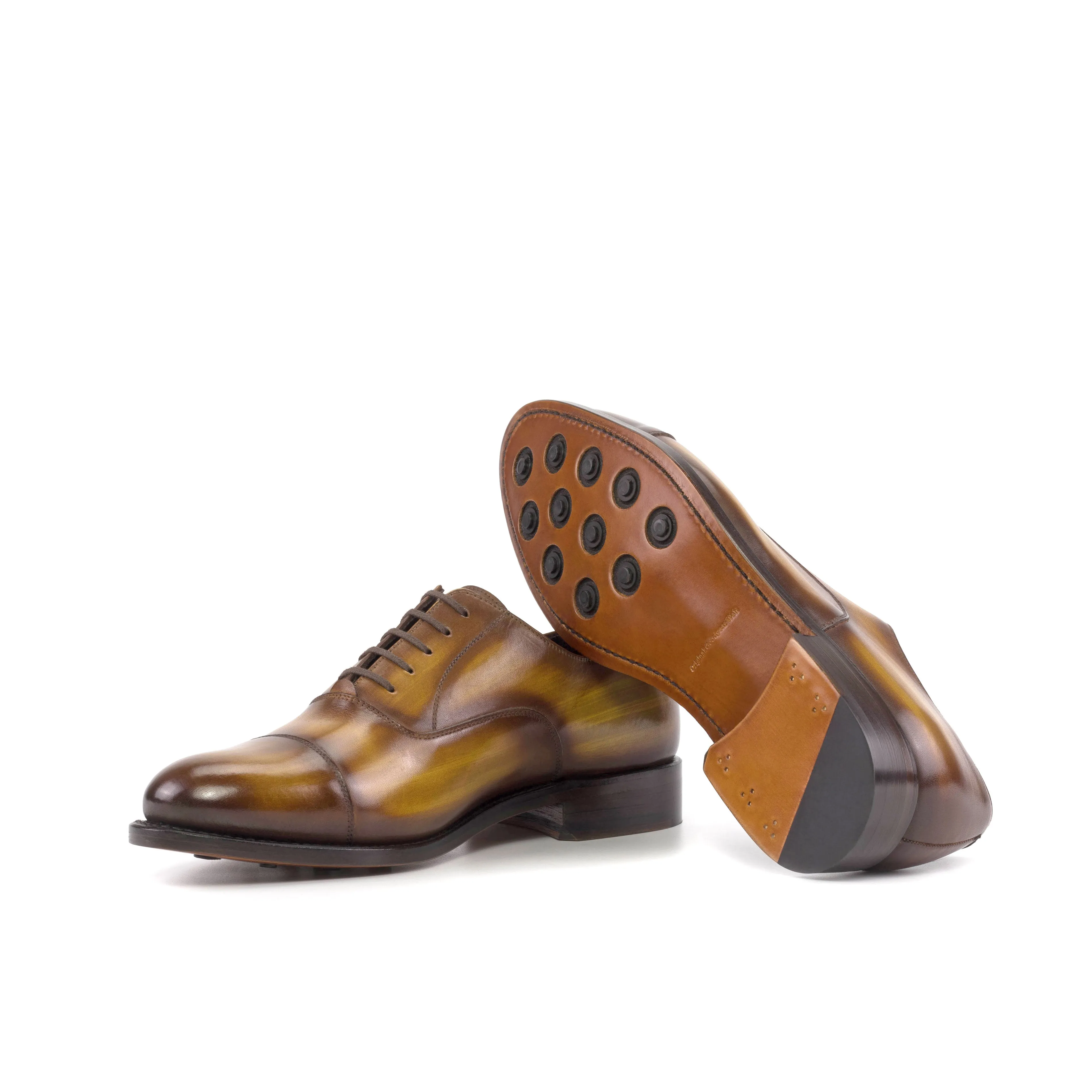 Dapperfam Shoes DapperFam Rafael in Cognac Men's Hand-Painted Patina Oxford