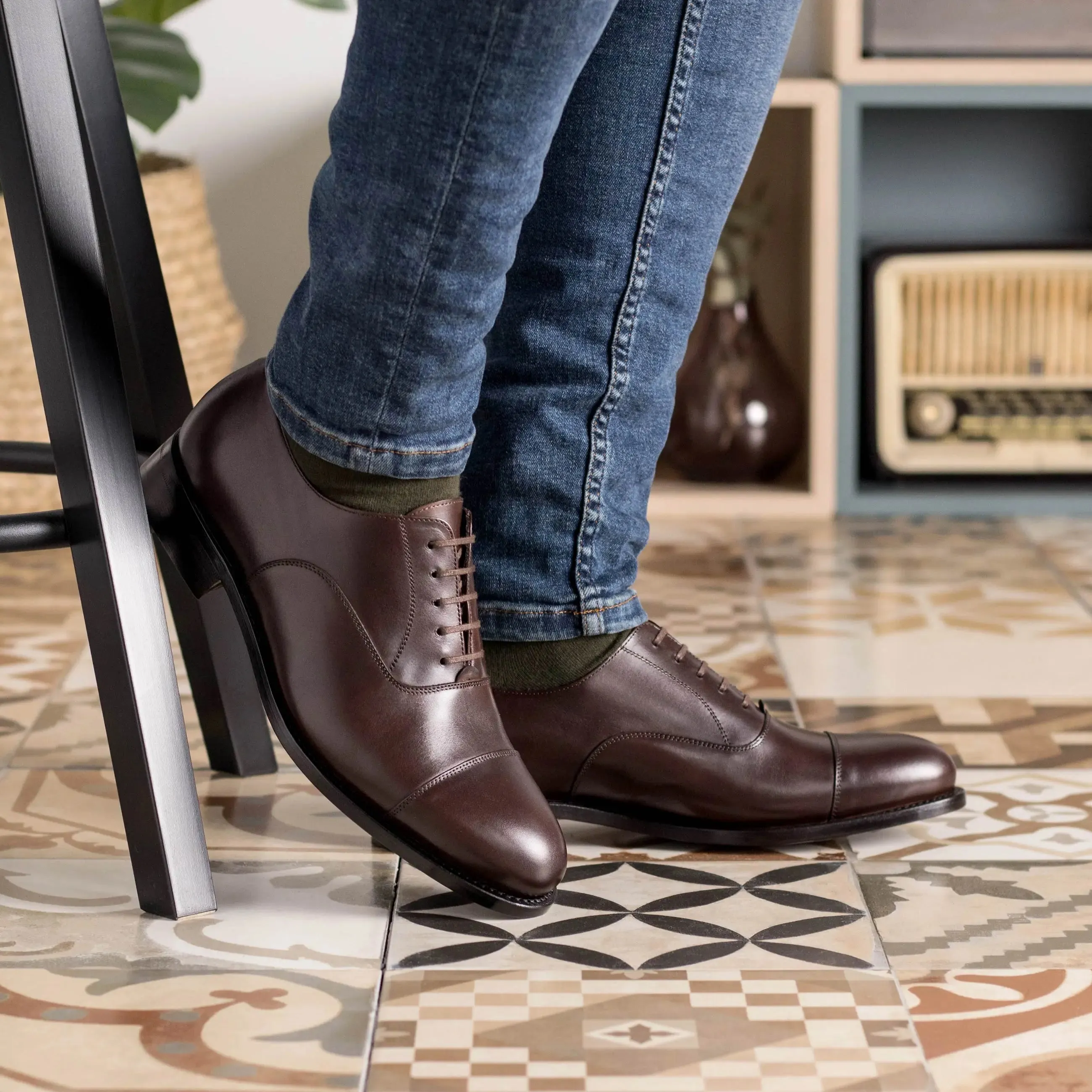 Dapperfam Shoes DapperFam Rafael in Dark Brown Men's Italian Leather Oxford