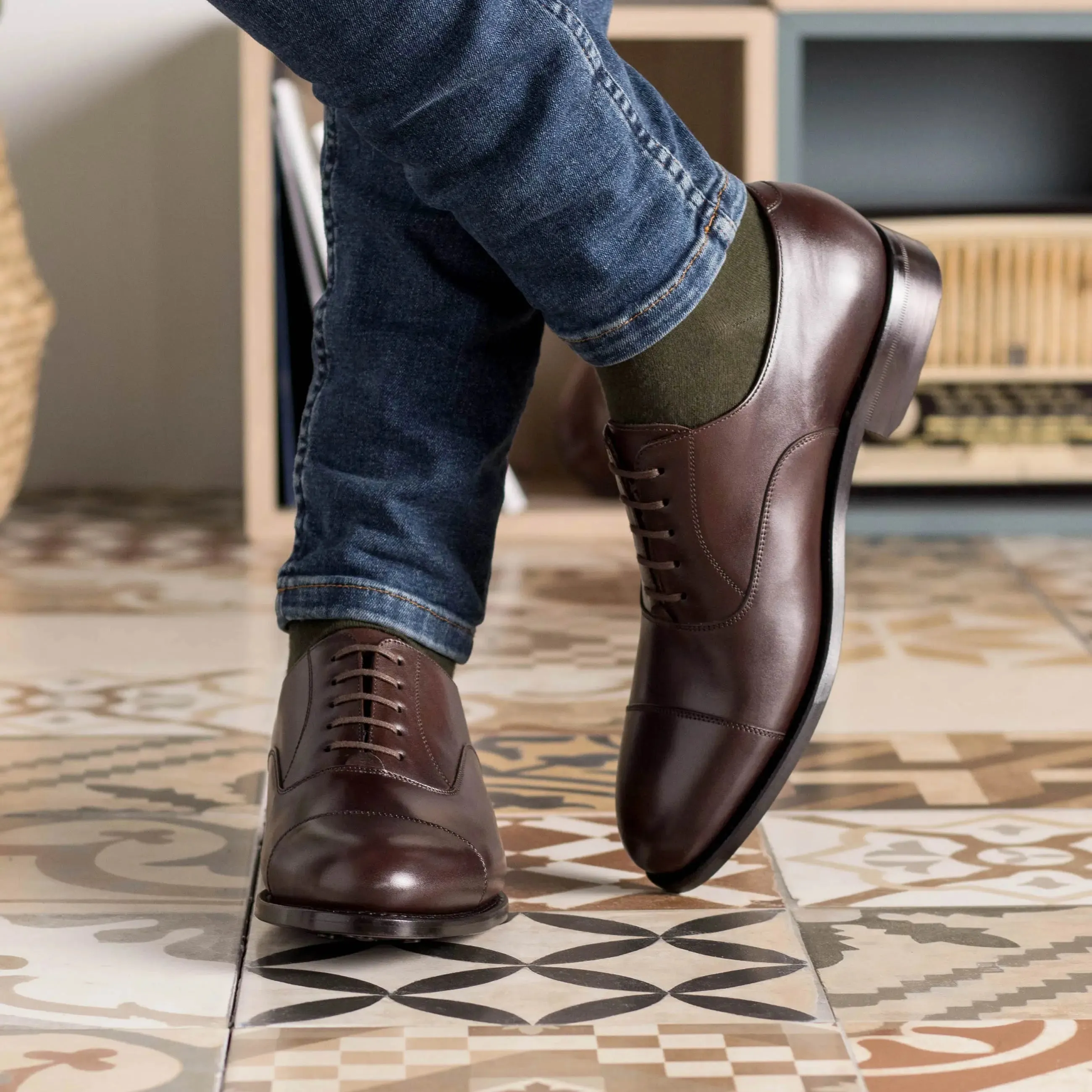 Dapperfam Shoes DapperFam Rafael in Dark Brown Men's Italian Leather Oxford