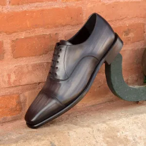Dapperfam Shoes DapperFam Rafael in Grey Men's Hand-Painted Patina Oxford