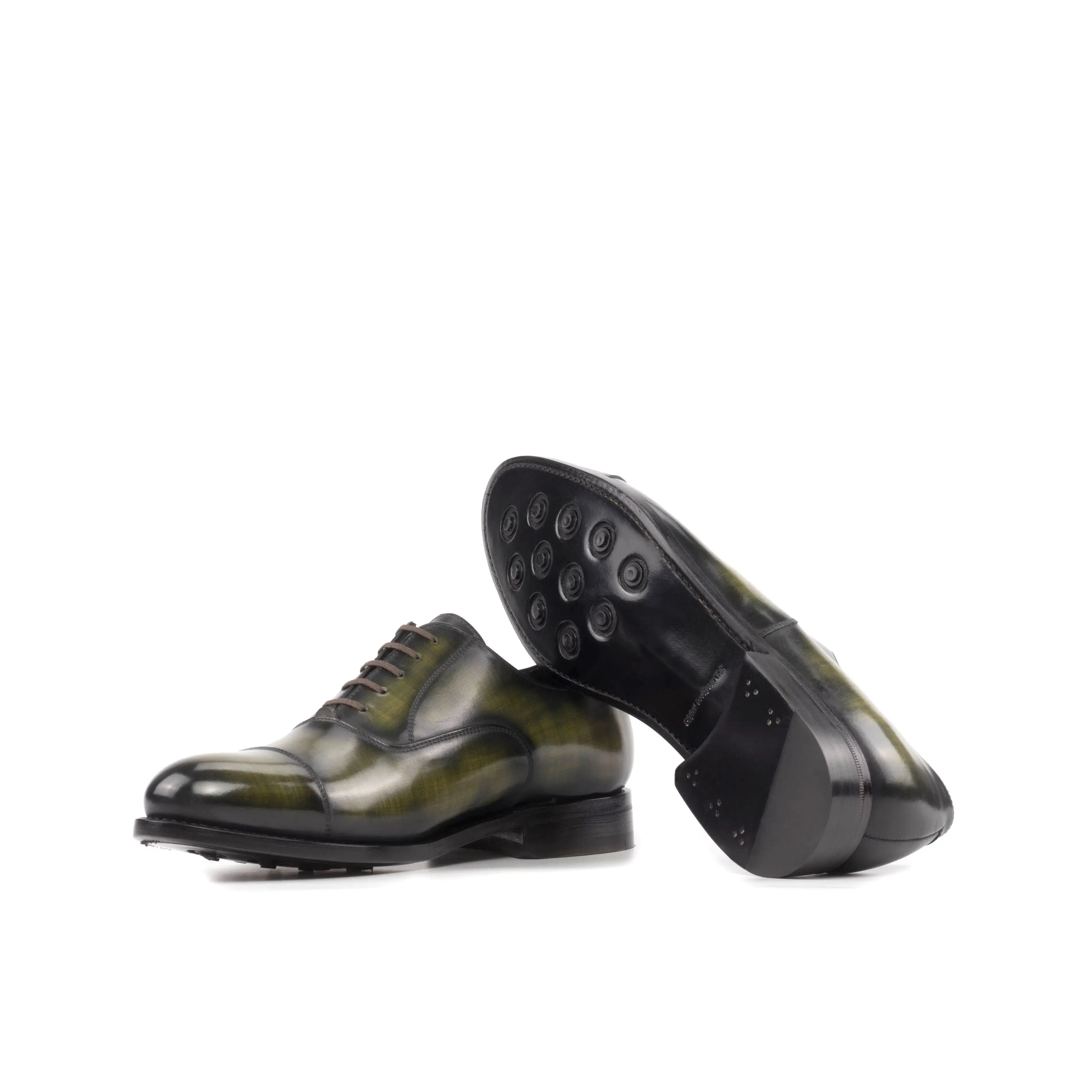 Dapperfam Shoes DapperFam Rafael in Khaki Men's Hand-Painted Patina Oxford