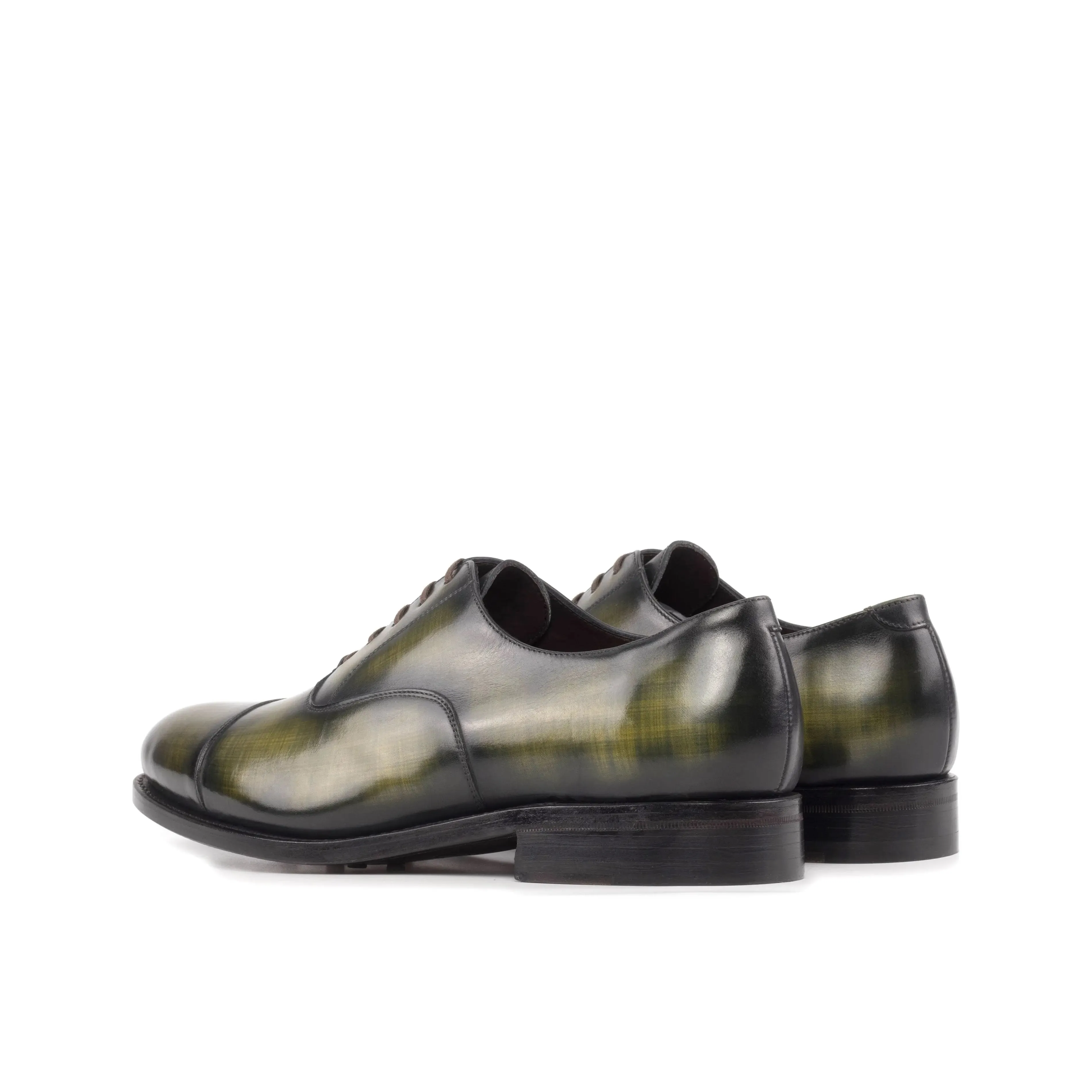 Dapperfam Shoes DapperFam Rafael in Khaki Men's Hand-Painted Patina Oxford