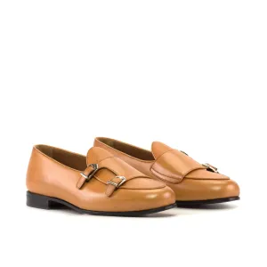 Dapperfam Shoes DapperFam Rialto in Cognac Men's Italian Leather & Full Grain Leather Monk Slipper