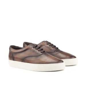 Dapperfam Shoes DapperFam Riccardo in Brown Men's Hand-Painted Italian Leather Top Sider
