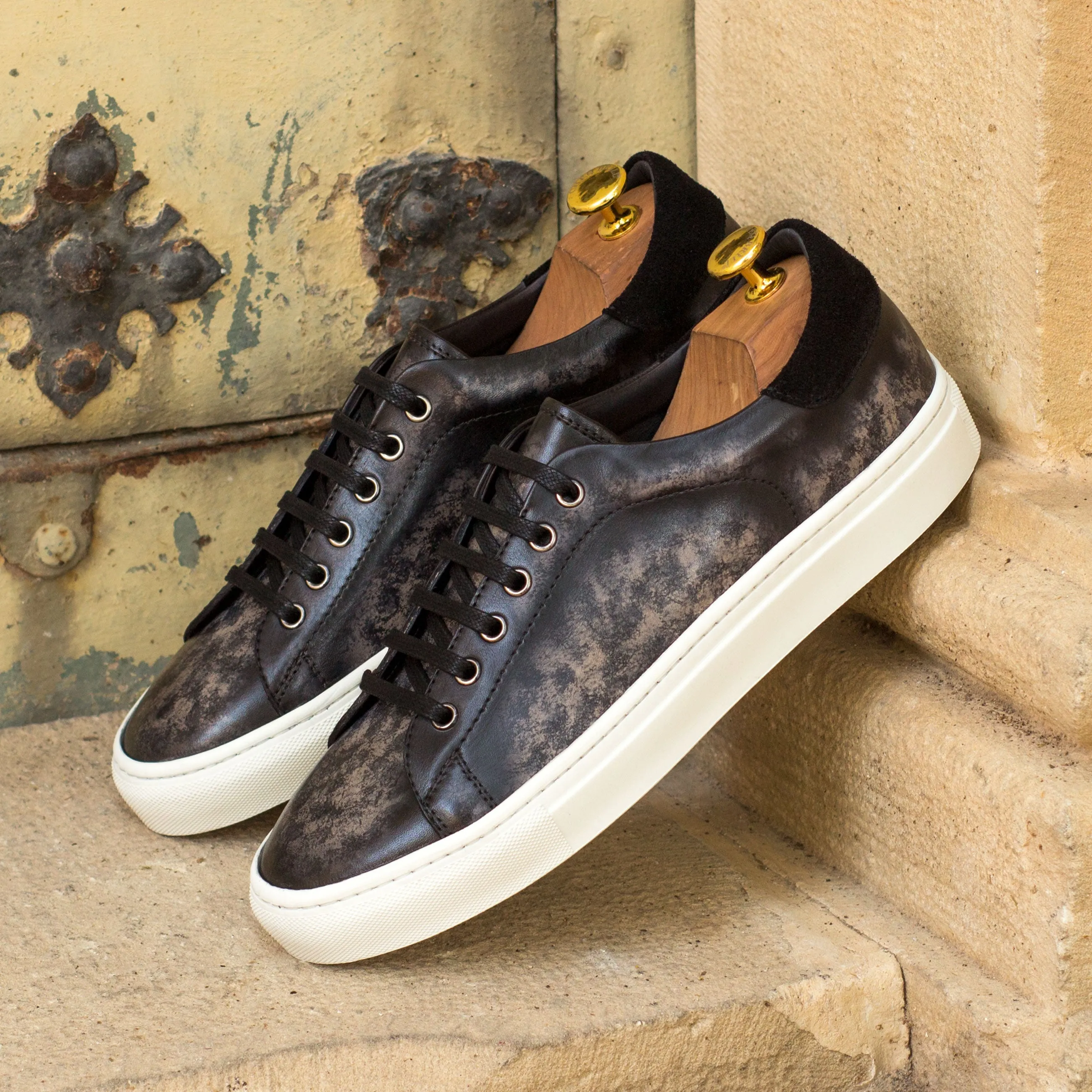 Dapperfam Shoes DapperFam Rivale in Black Men's Lux Suede Trainer