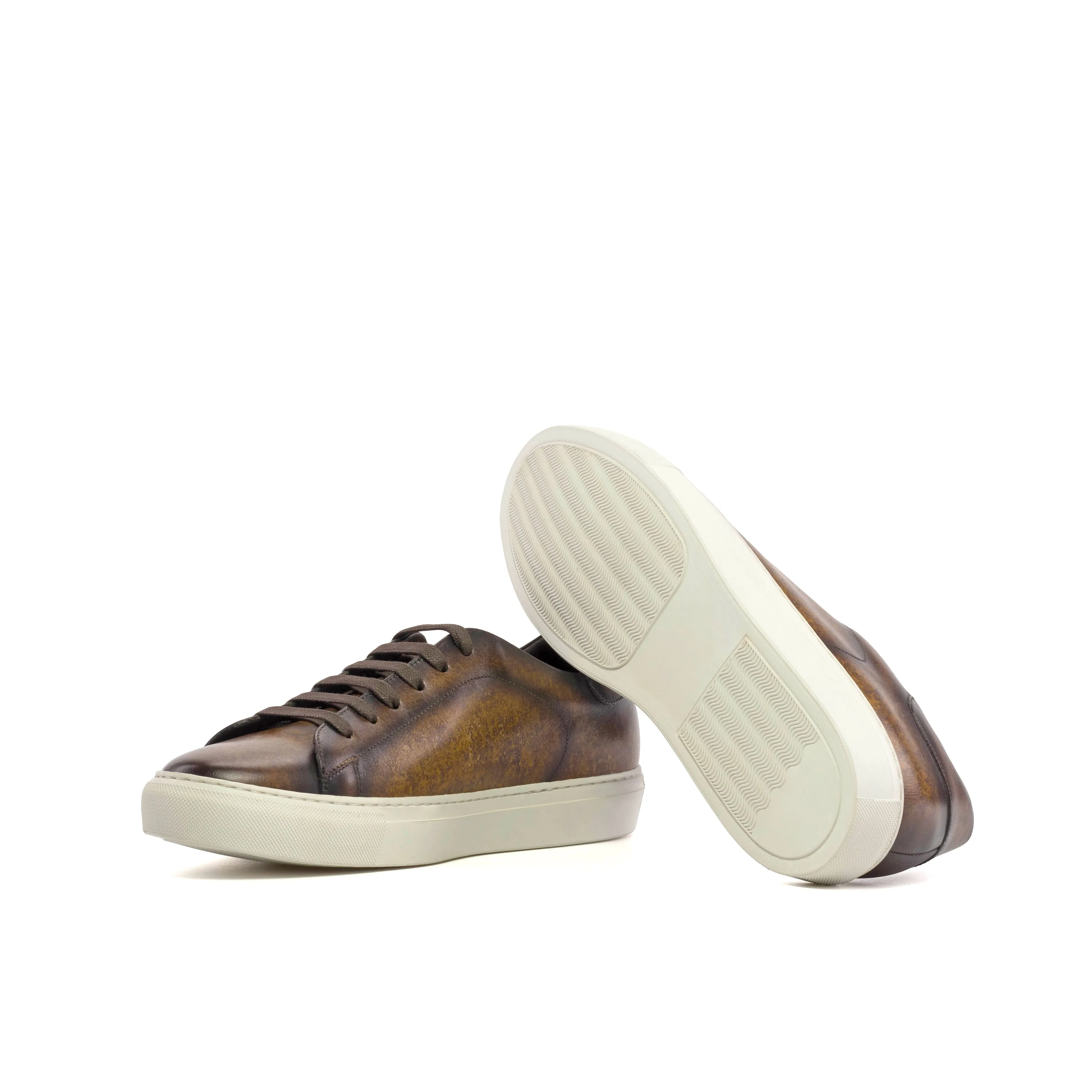 Dapperfam Shoes DapperFam Rivale in Brown Men's Hand-Painted Patina Trainer