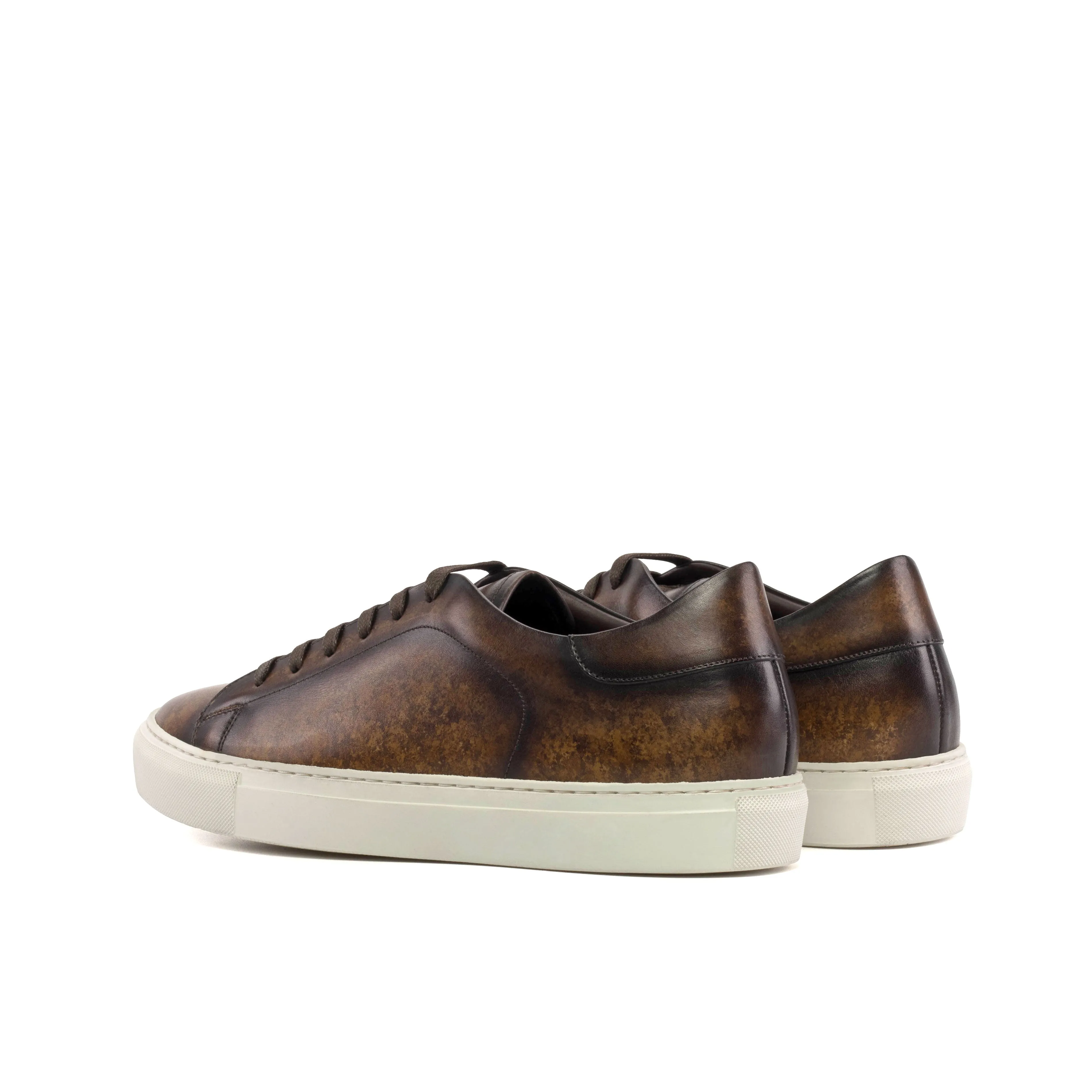 Dapperfam Shoes DapperFam Rivale in Brown Men's Hand-Painted Patina Trainer