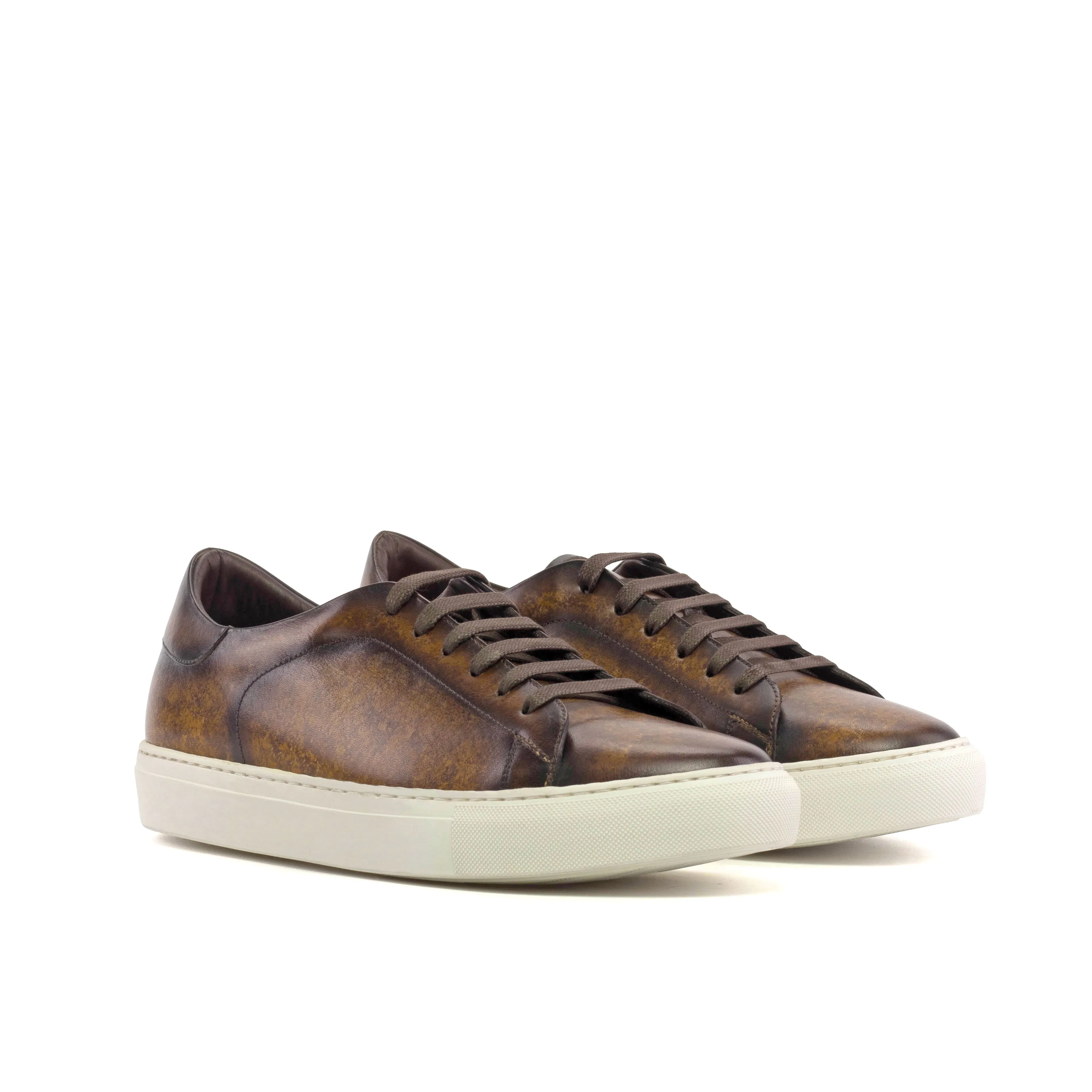 Dapperfam Shoes DapperFam Rivale in Brown Men's Hand-Painted Patina Trainer