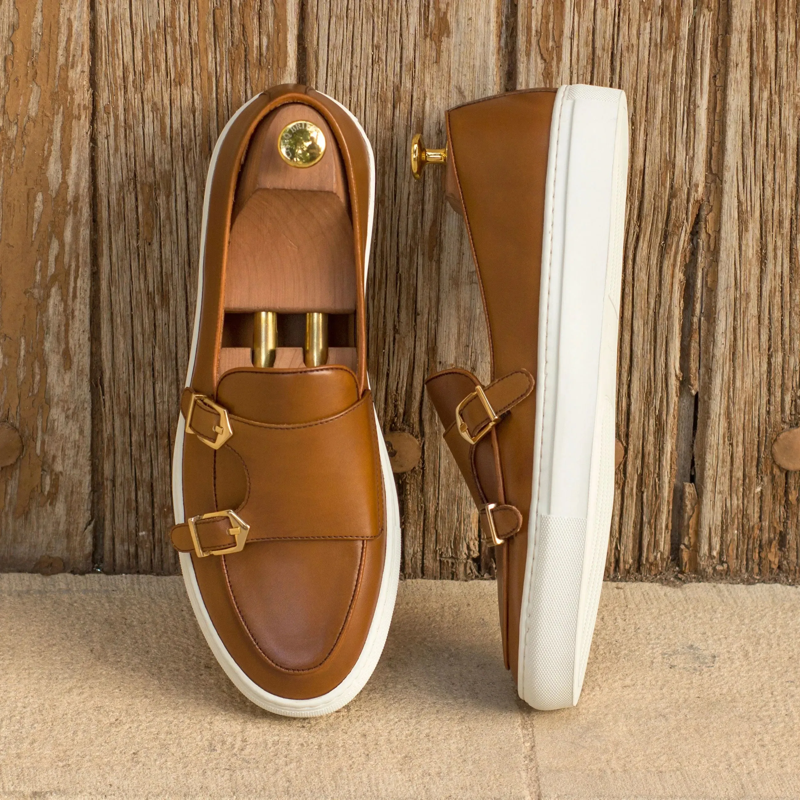 Dapperfam Shoes DapperFam Riviera in Cognac Men's Italian Leather Monk Sneaker