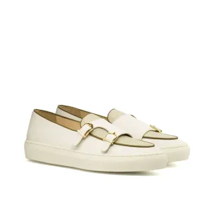 Dapperfam Shoes DapperFam Riviera in White / Nude Men's Italian Leather Monk Sneaker