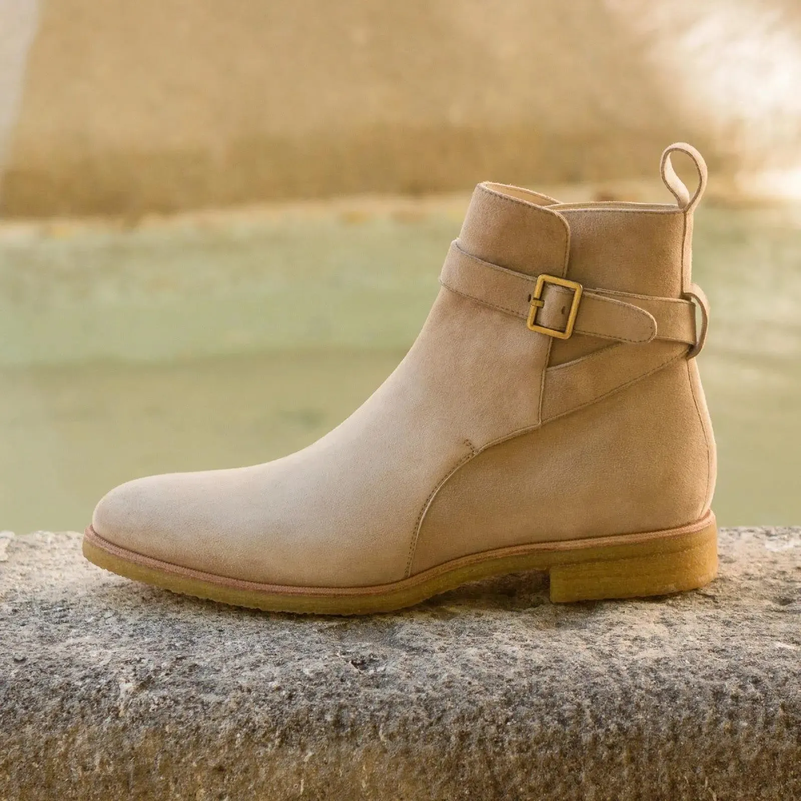 Dapperfam Shoes DapperFam Rohan in Taupe Men's Italian Suede Jodhpur Boot