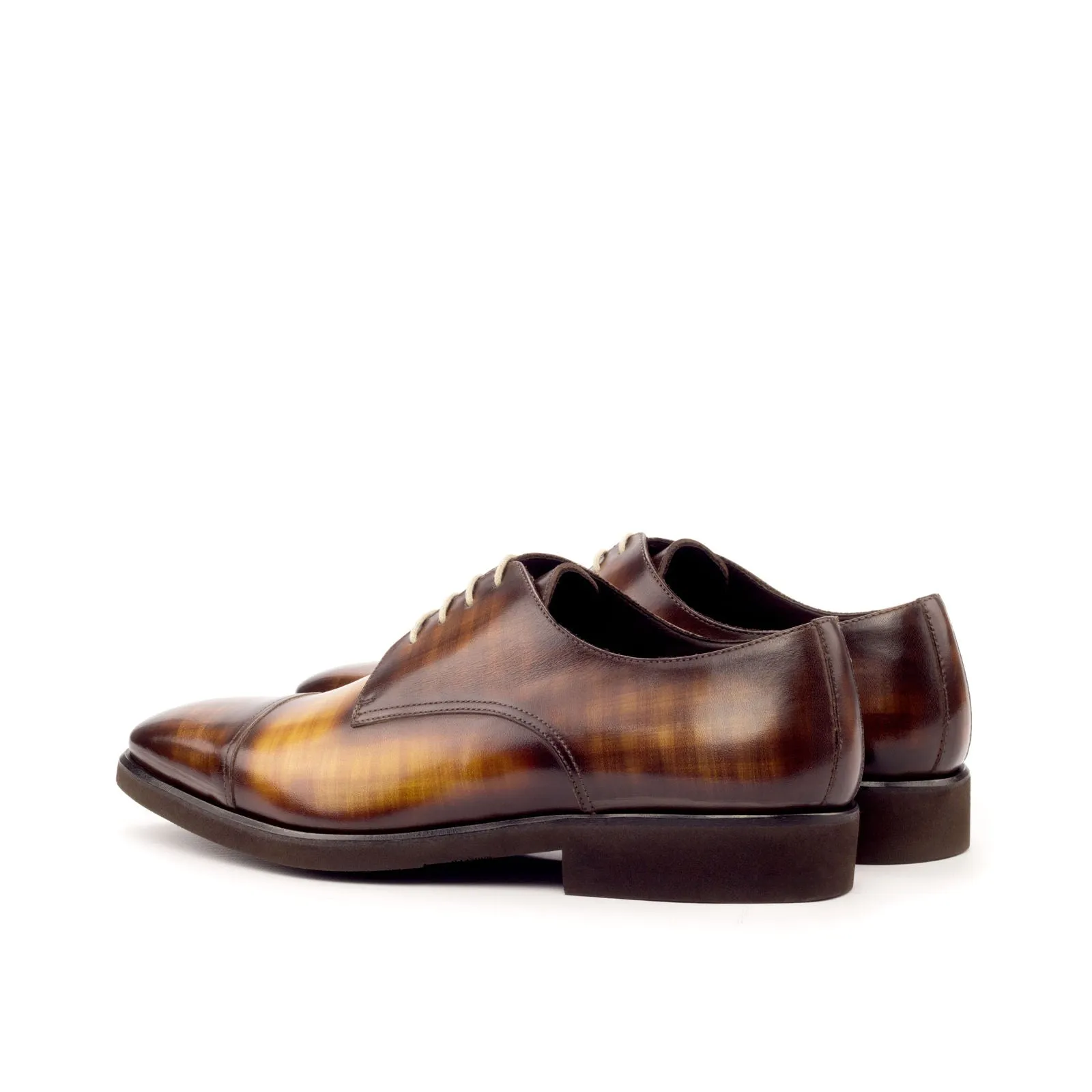 Dapperfam Shoes DapperFam Vero in Brown / Cognac Men's Hand-Painted Patina Derby