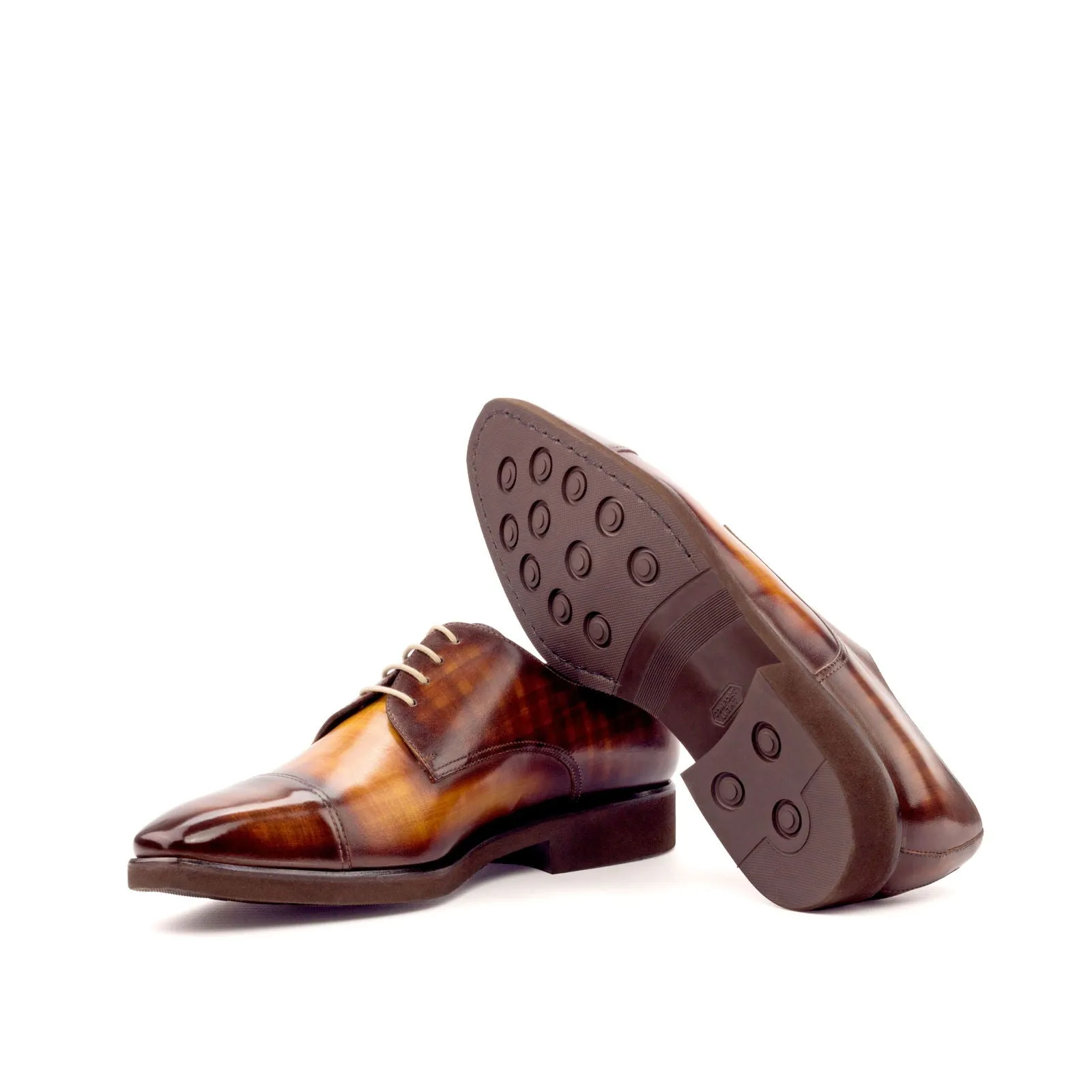 Dapperfam Shoes DapperFam Vero in Brown / Cognac Men's Hand-Painted Patina Derby