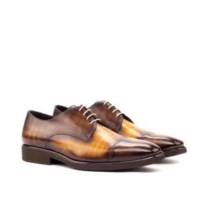 Dapperfam Shoes DapperFam Vero in Brown / Cognac Men's Hand-Painted Patina Derby