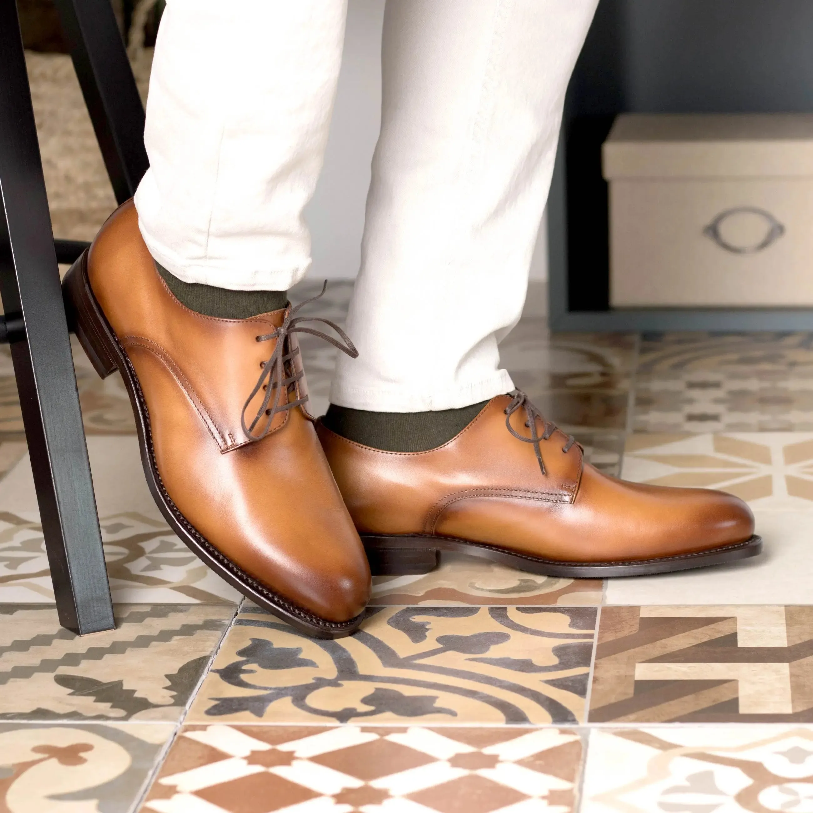 Dapperfam Shoes DapperFam Vero in Cognac Men's Italian Leather Derby