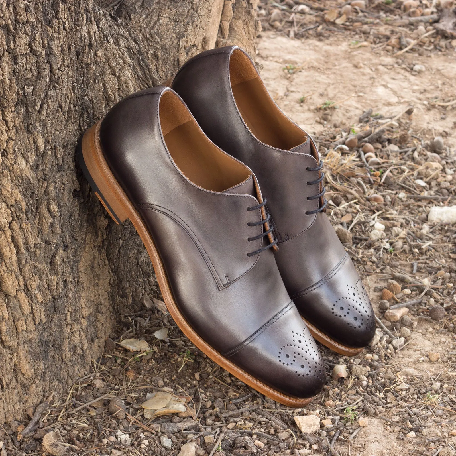 Dapperfam Shoes DapperFam Vero in Grey Men's Italian Leather Derby
