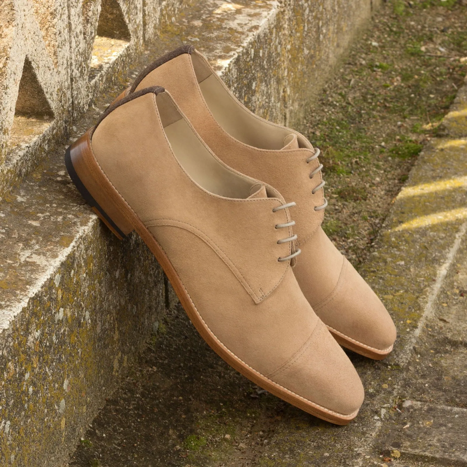 Dapperfam Shoes DapperFam Vero in Taupe / Brown Men's Flannel & Italian Suede Derby