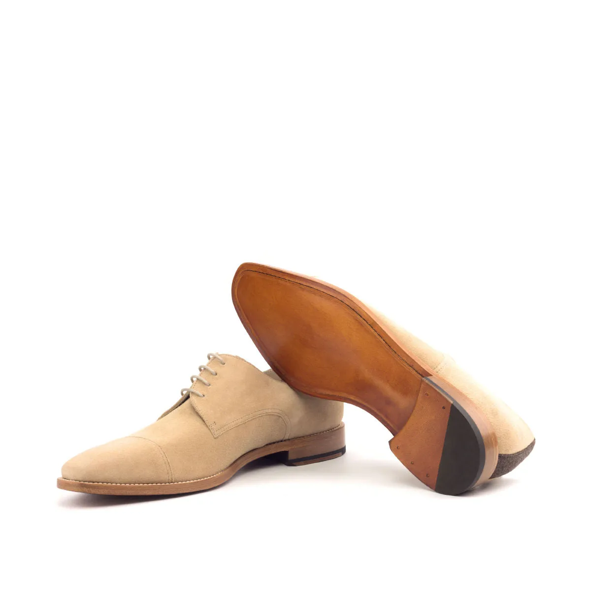 Dapperfam Shoes DapperFam Vero in Taupe / Brown Men's Flannel & Italian Suede Derby
