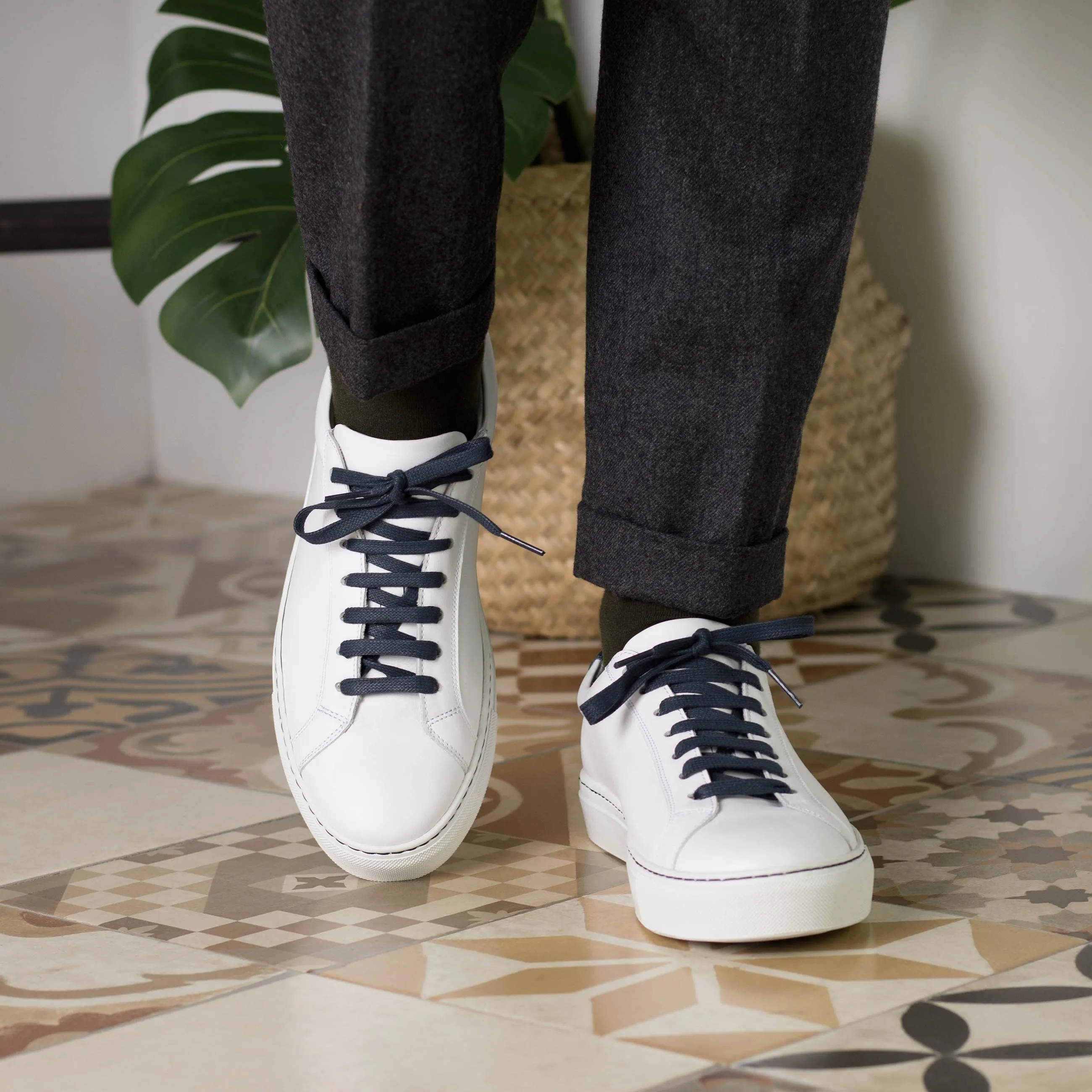 Dapperfam Shoes DapperFam Verve in White Men's Italian Leather Low Kick