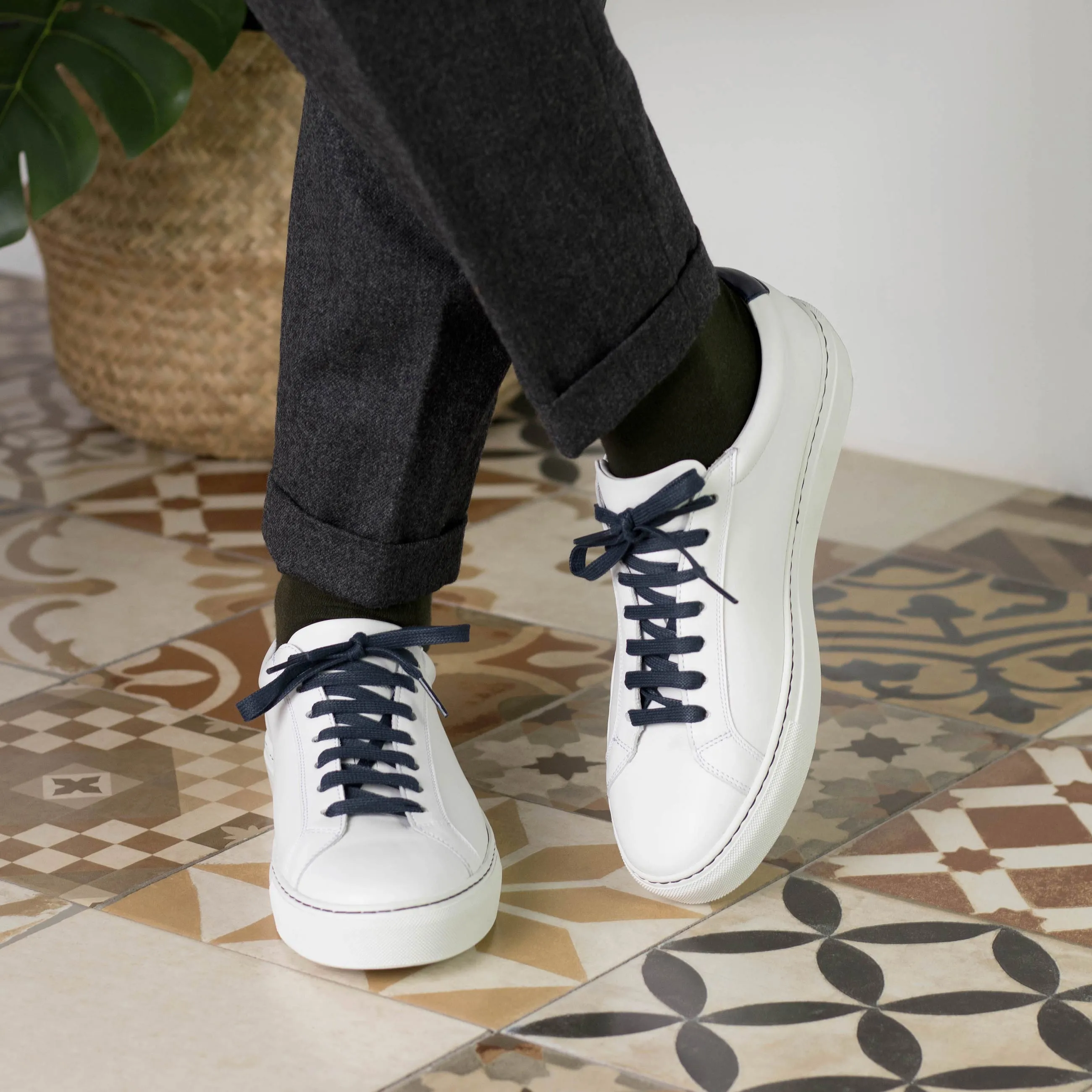 Dapperfam Shoes DapperFam Verve in White Men's Italian Leather Low Kick