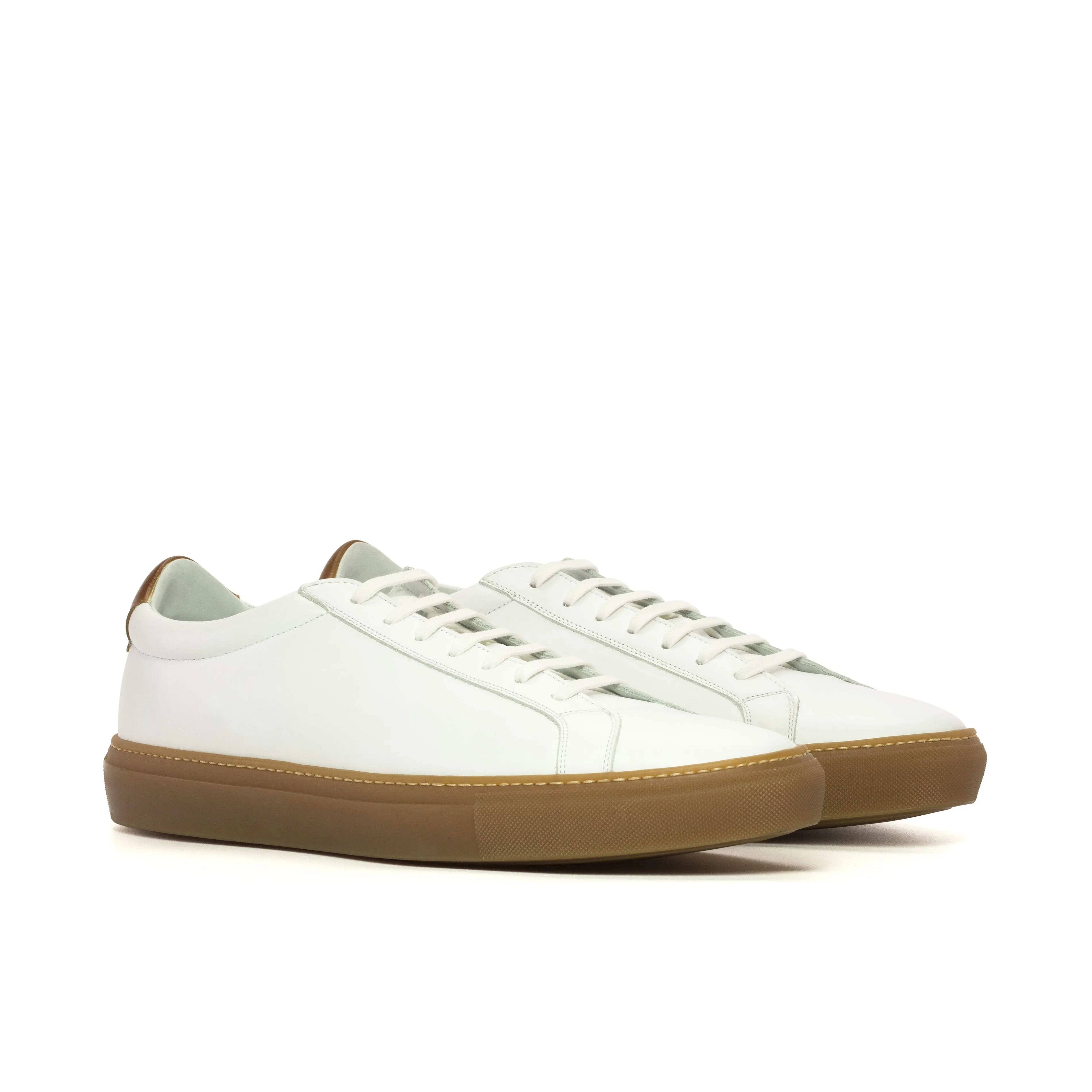 Dapperfam Shoes DapperFam Verve in White Men's Italian Leather Low Kick
