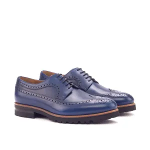 Dapperfam Shoes DapperFam Zephyr in Navy Men's Italian Leather Longwing Blucher