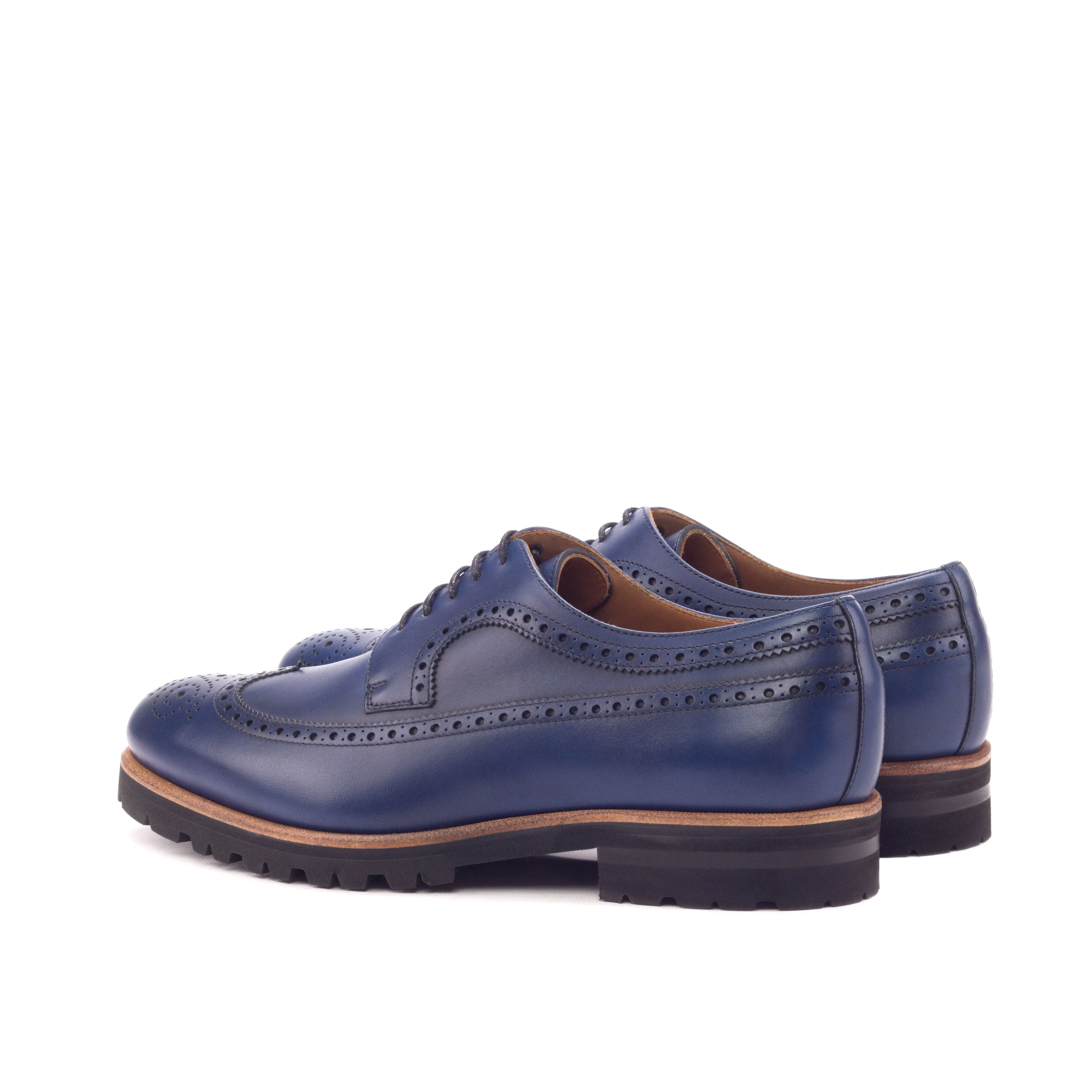 Dapperfam Shoes DapperFam Zephyr in Navy Men's Italian Leather Longwing Blucher