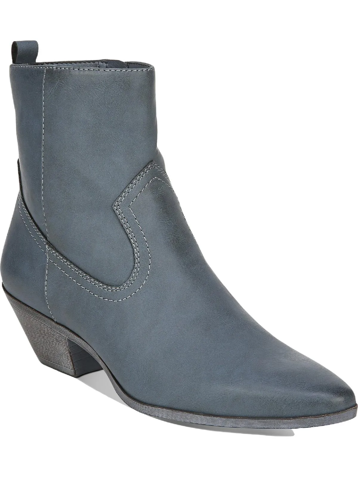Garth Womens Faux Leather Block Heel Ankle Boots
