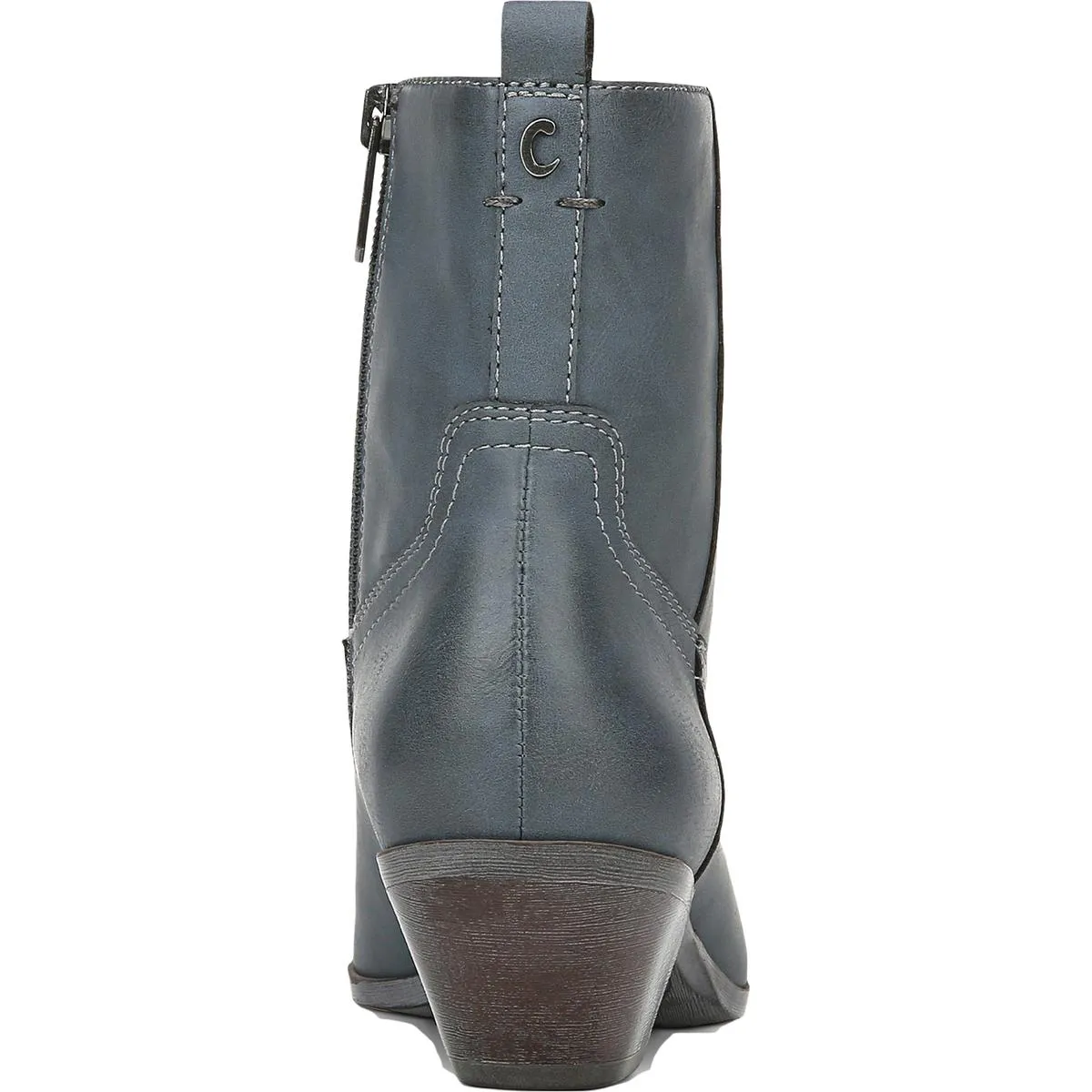 Garth Womens Faux Leather Block Heel Ankle Boots
