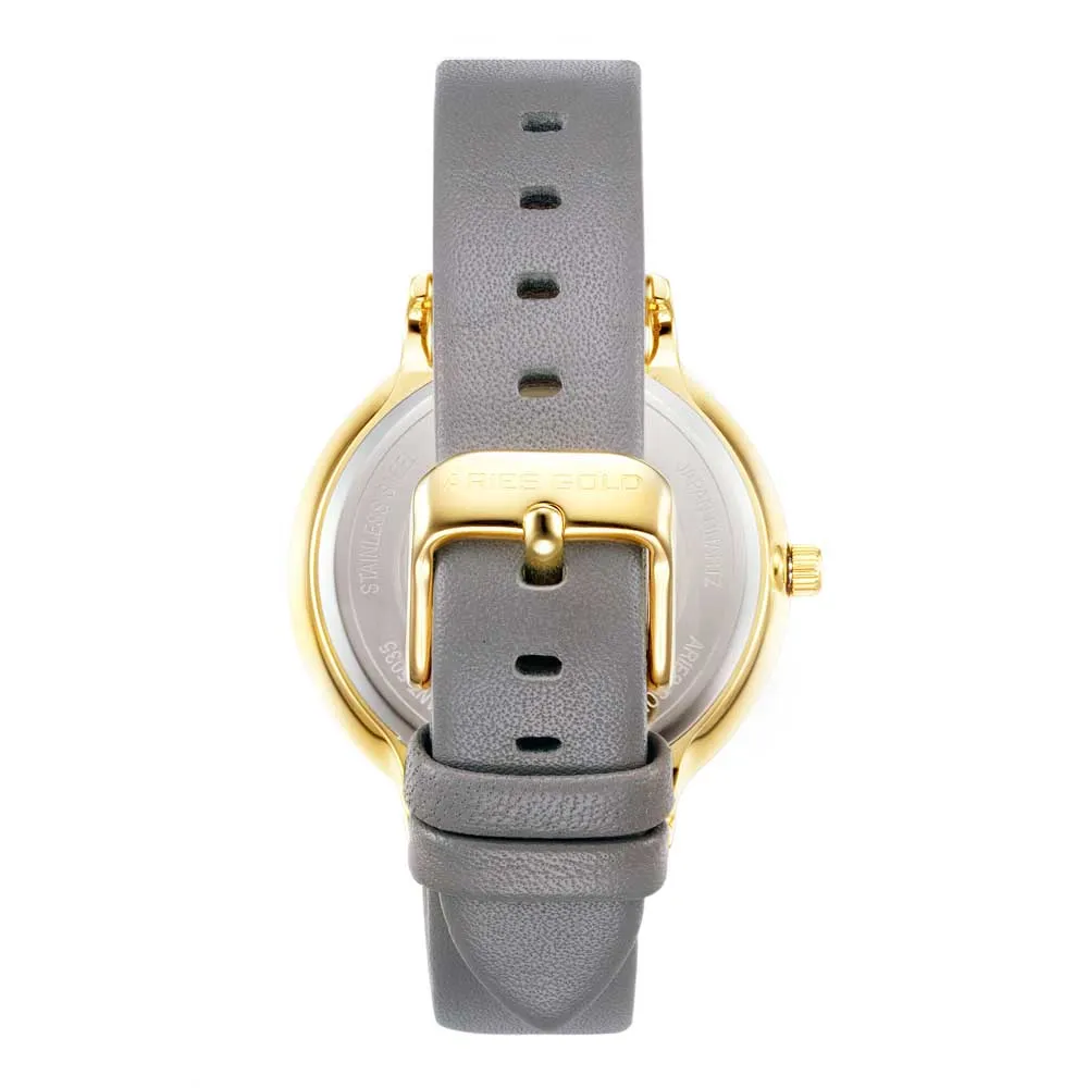 Jewelry Aries Watches ARIES GOLD ENCHANT FLEUR GOLD STAINLESS STEEL L 5035 G-MP LEATHER STRAP WOMEN'S WATCH