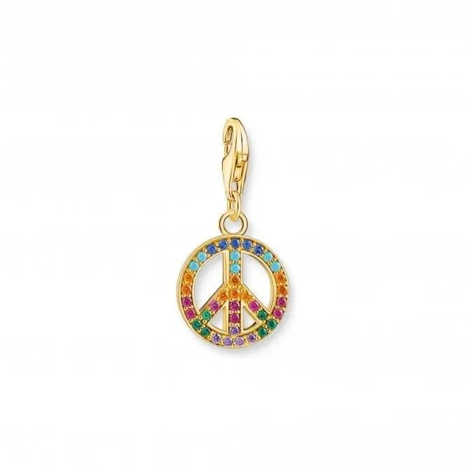 Sterling Silver Gold Plated Colourful Stones Peace Charm 1898-488-7 Thomas Sabo Collectable Charms