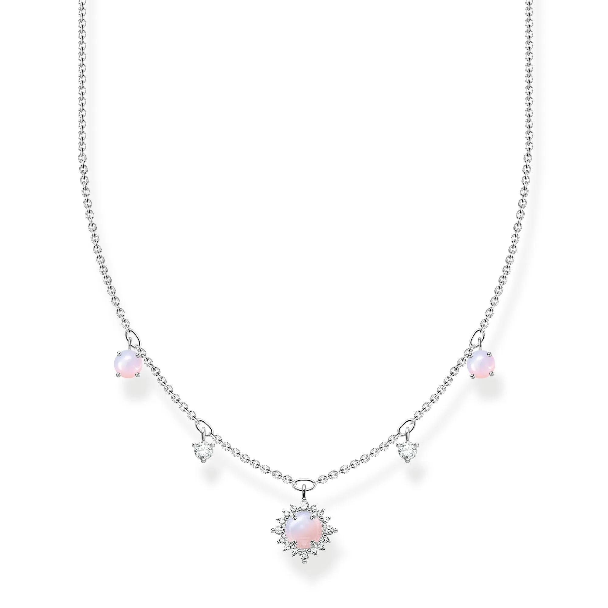 Thomas Sabo Jewellery Thomas Sabo Charm Club Sterling Silver White CZ Pink Vintage Necklace